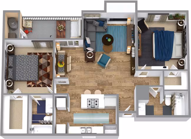 Two Bed Two Bath 3401 floor plan